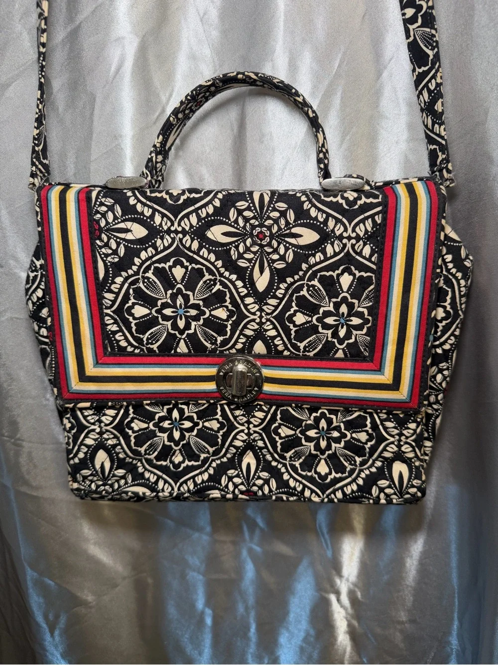 Vera Bradley Julia Convertible Satchel Crossbody Bag Retired Barcelona Pattern